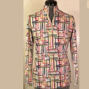 BETTE & COURT Long Sleeve Mock Neck Golf Shirt XS